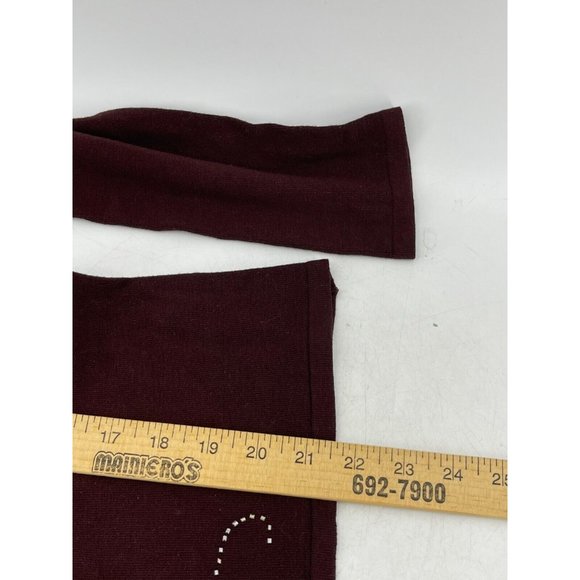Intrama Italy Women's Burgundy Red Knit Long Sleeve Sweater Beaded Front Size M - Picture 9 of 10